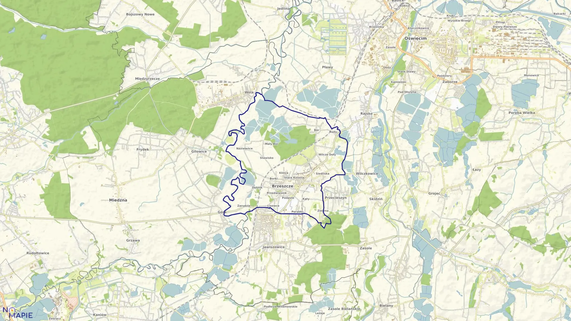 Mapa obrębu Brzeszcze w gminie Brzeszcze