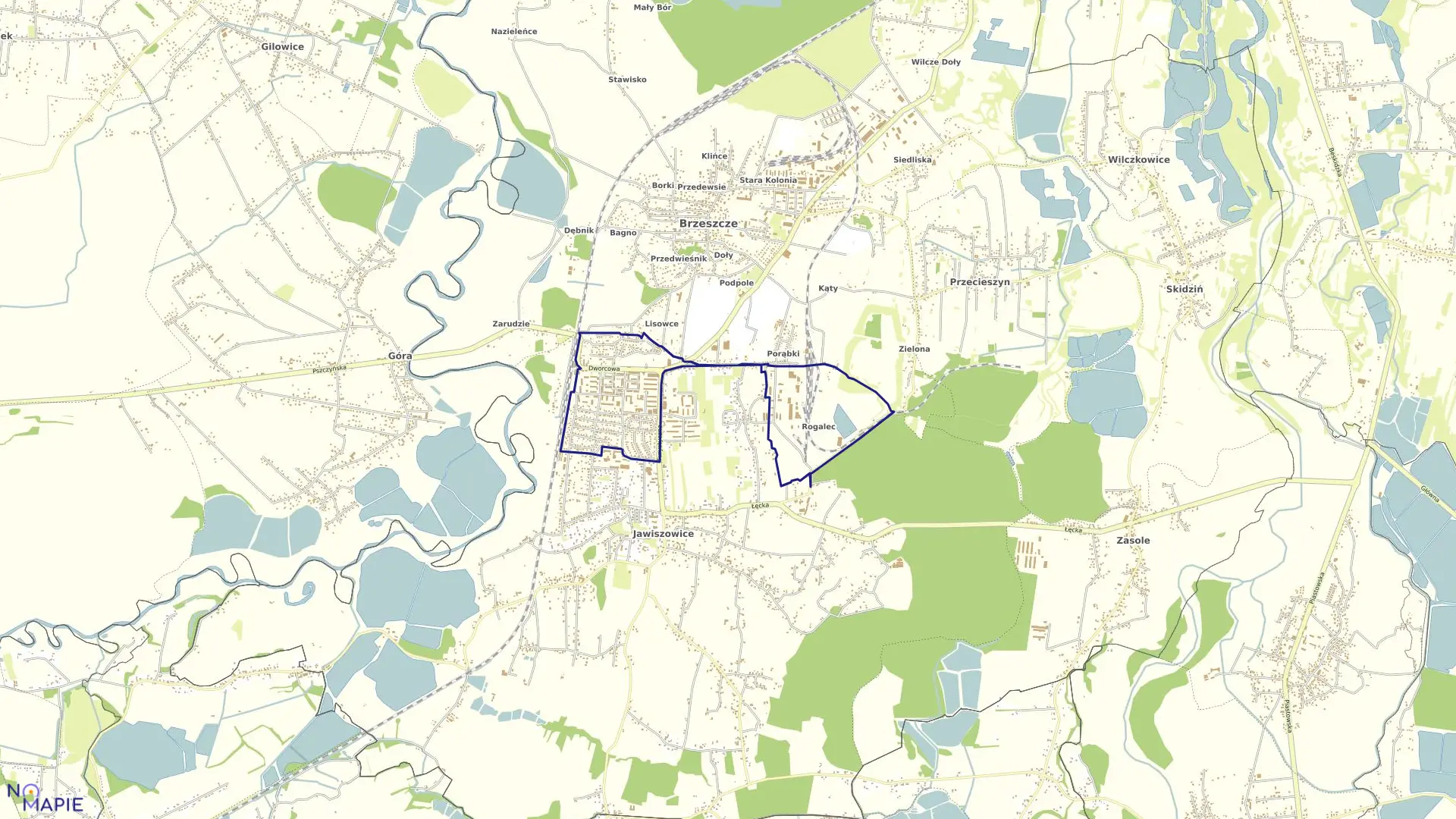 Mapa obrębu Brzeszcze-Jawiszowice w gminie Brzeszcze