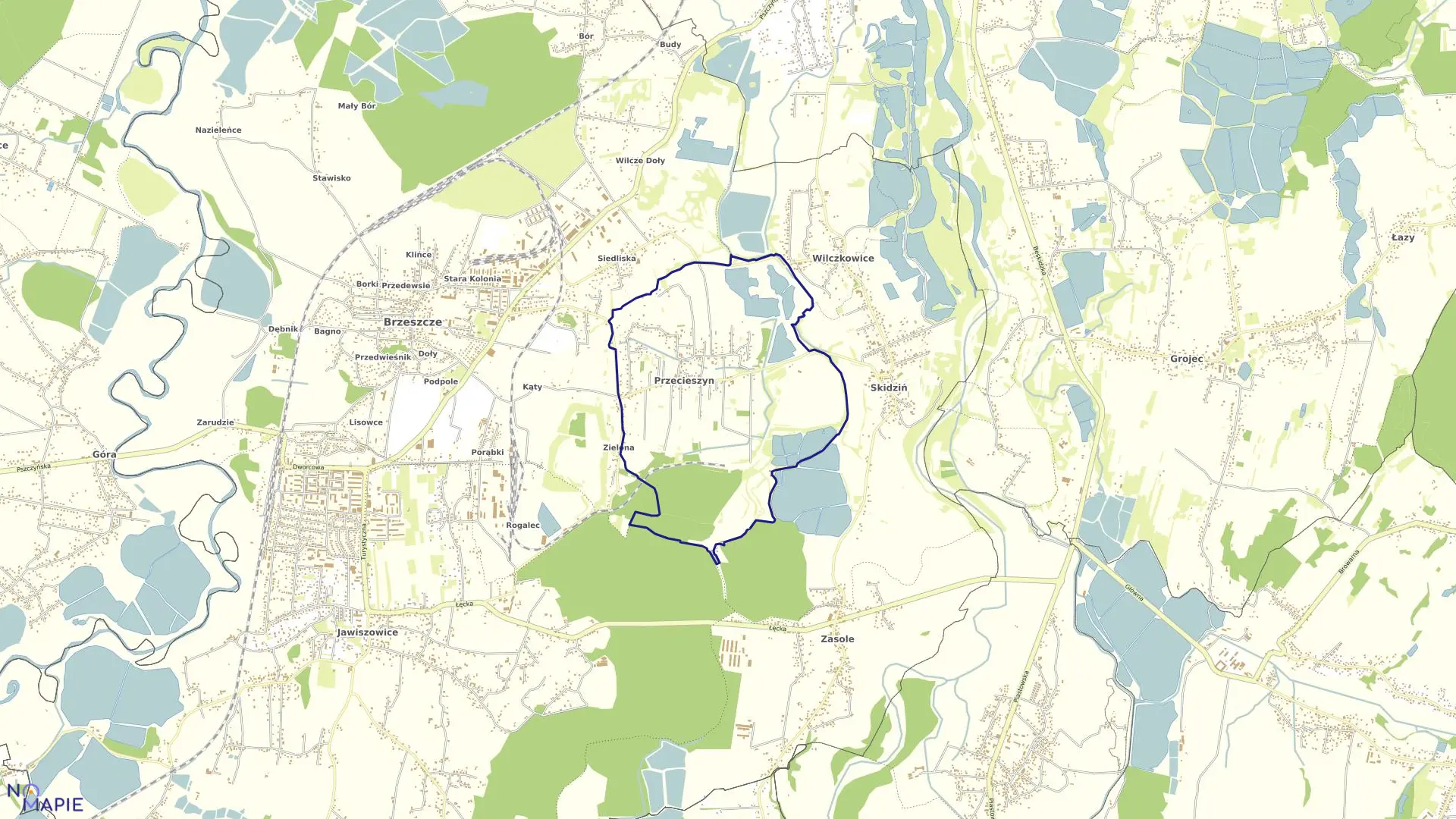Mapa obrębu Przecieszyn w gminie Brzeszcze