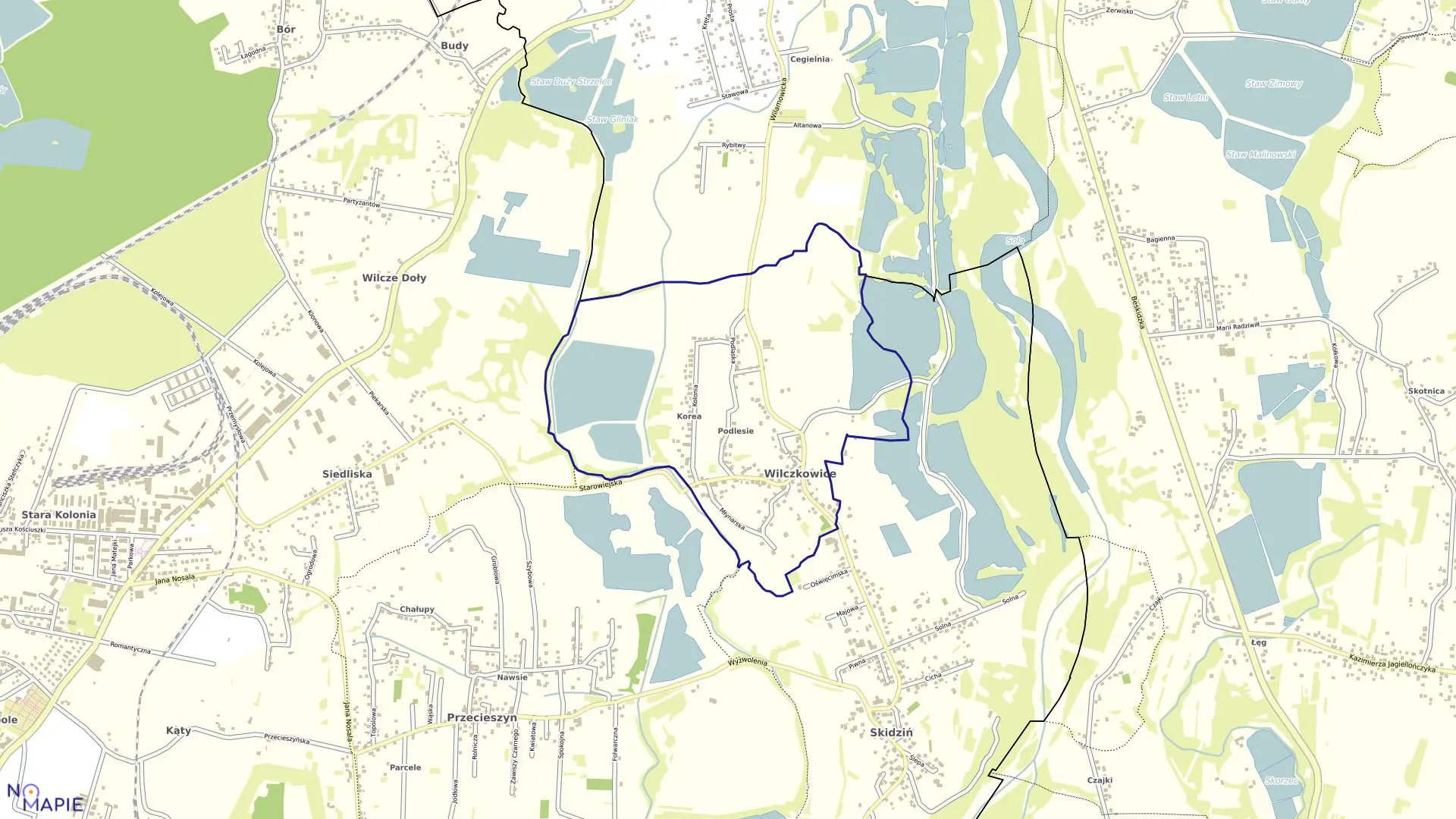 Mapa obrębu Wilczkowice w gminie Brzeszcze