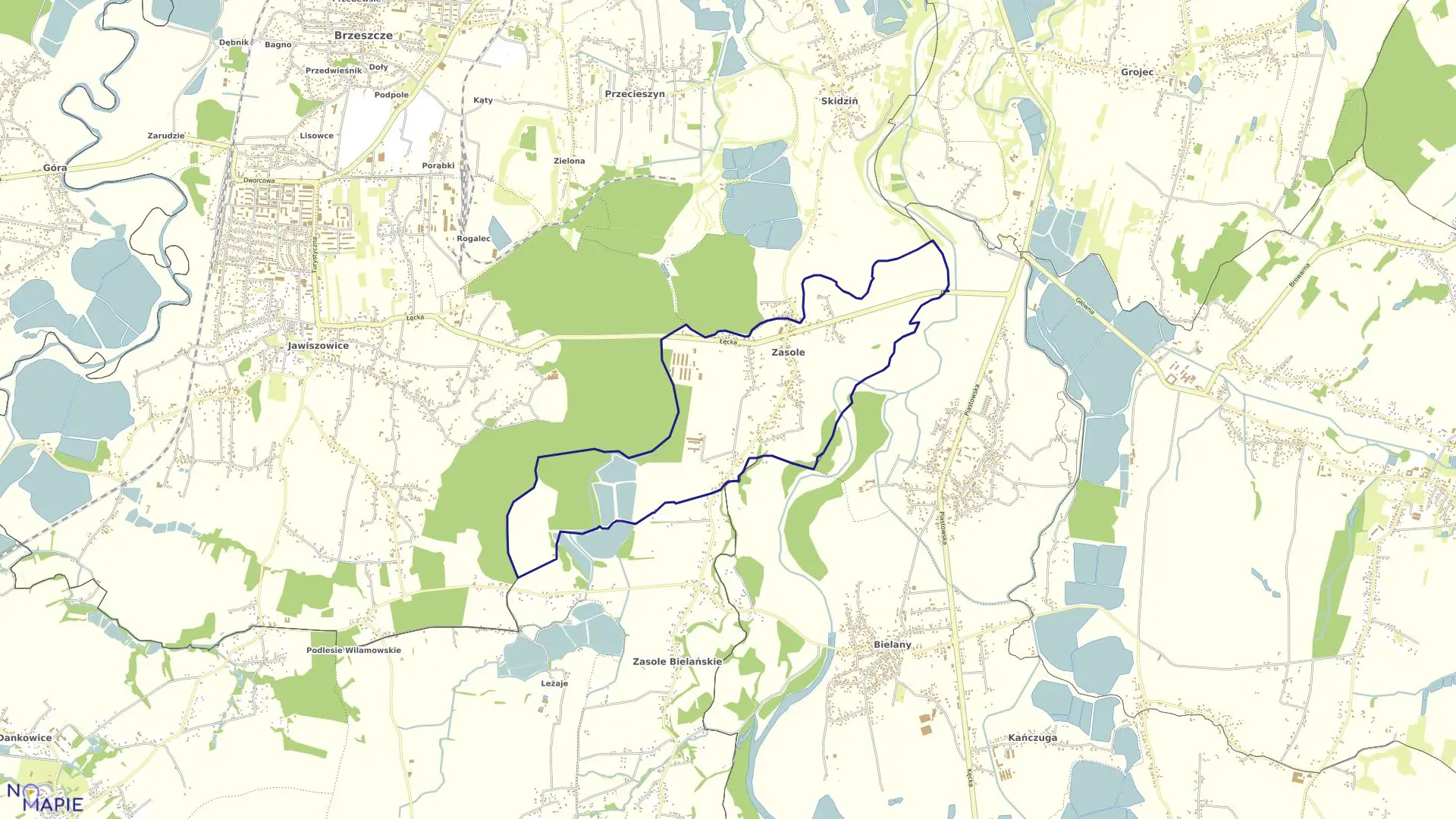 Mapa obrębu Zasole w gminie Brzeszcze